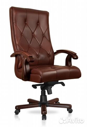 Офисное кресло Классик коричневый натуральная кожа