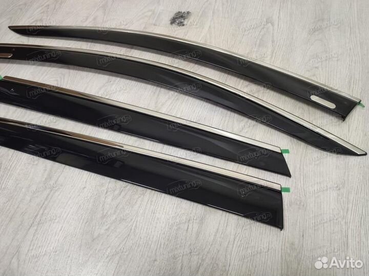 Дефлекторы окон Kia Sorento Prime с нержавейкой