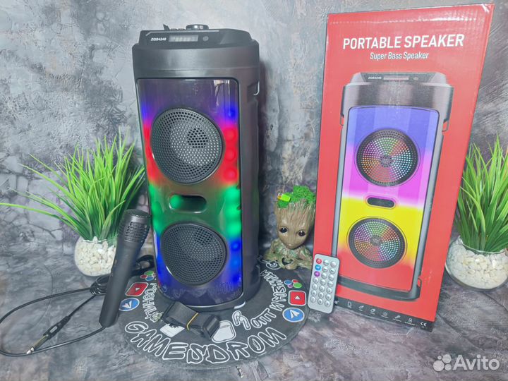Колонка 42см с микрофоном, светомузыка, новая