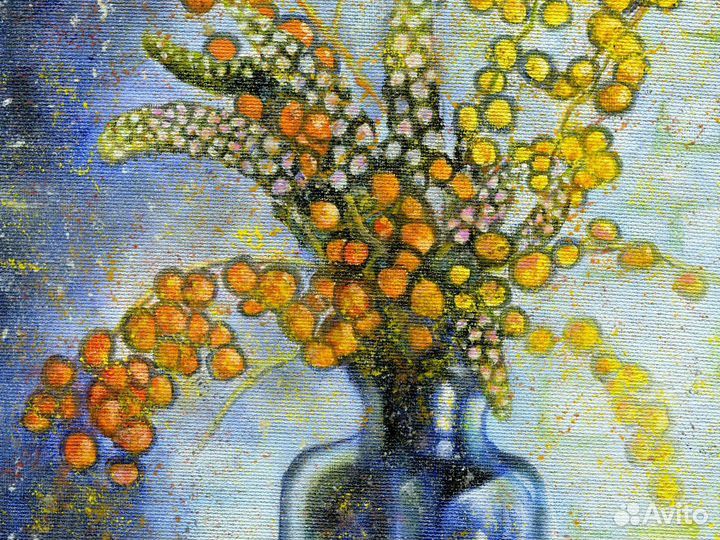 Картина маслом на холсте. Цветы в вазе