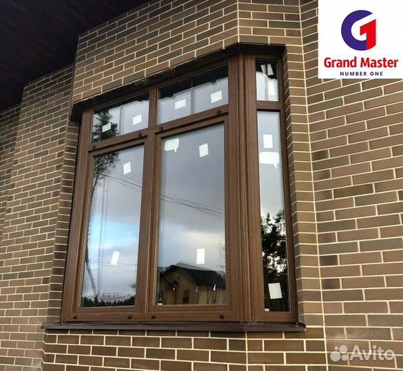 Окно пвх темный дуб эркер