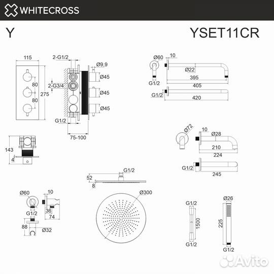 Whitecross yset11CR Смеситель скрытого