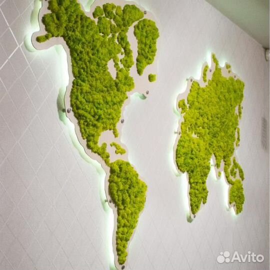 Карта мира из мха в гостиную