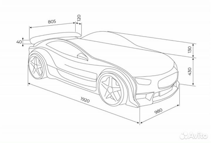 Кровать машина объемная (3d) 