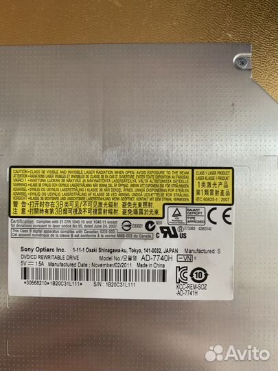 DVD/CD Rewritable drive для ноутбука,Sony AD-7740H