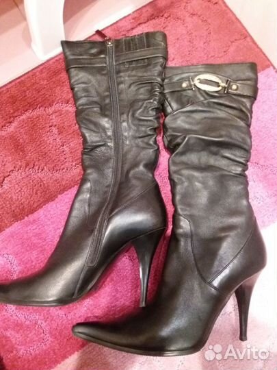 Сапоги натур.кожа на шпильке весна-осень