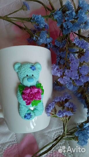 Подарок Кружка с мишкой Тедди, полимерная глина