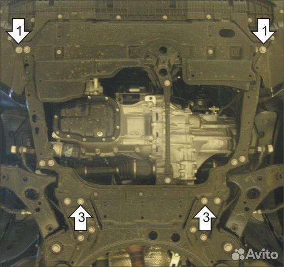 Защита двигателя, кпп Toyota Verso (2009-2012)