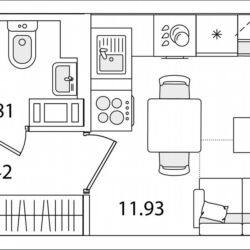 Квартира-студия, 18,2 м², 2/9 эт.