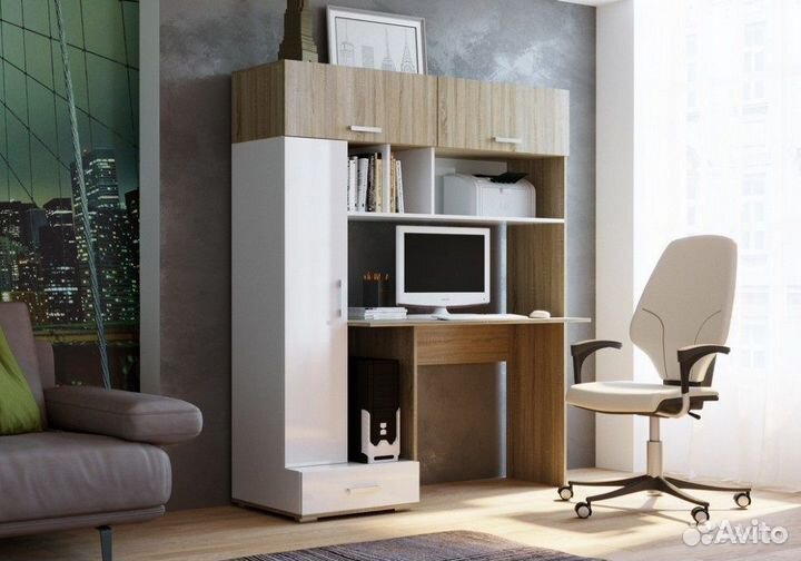 Письменный стол пкс-1 дуб сонома с белым глянцем