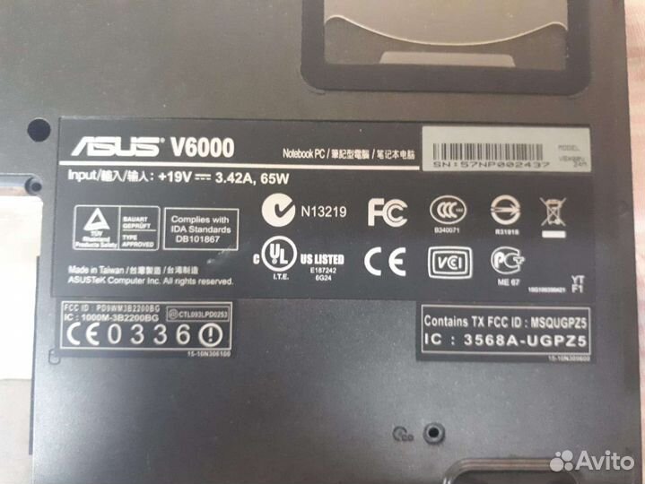Для ноутбука asus V6V