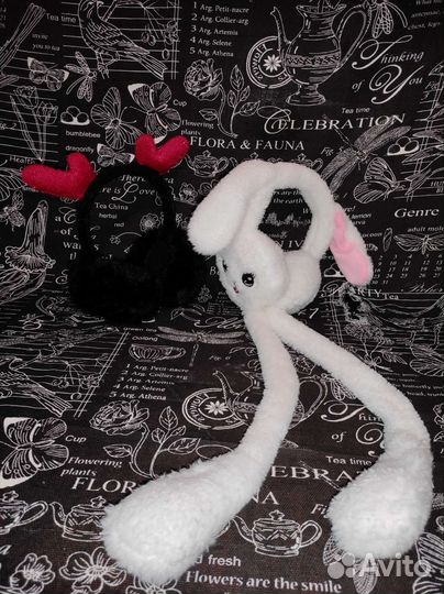 Наушники пушистые с поднимающимися ушами х2шт