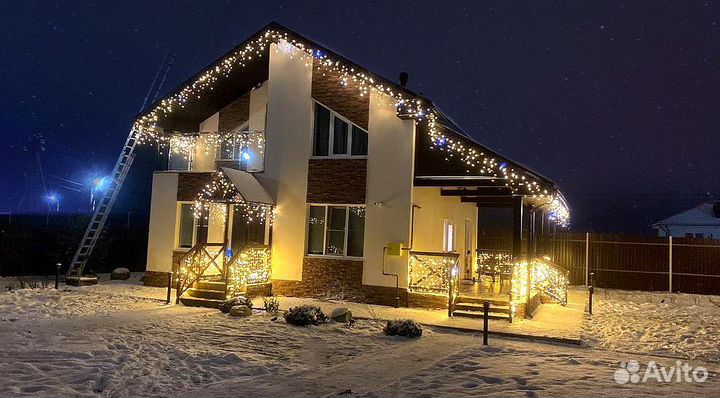 Украшение домов гирляндами