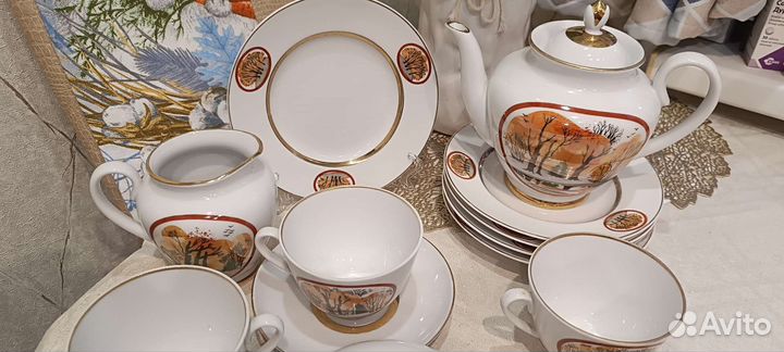Сервиз лфз Роща и Чайные пары СССР Вербилки фарфор