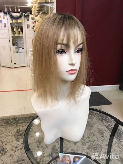 Накладка из натуральных волос с чёлкой (25см)