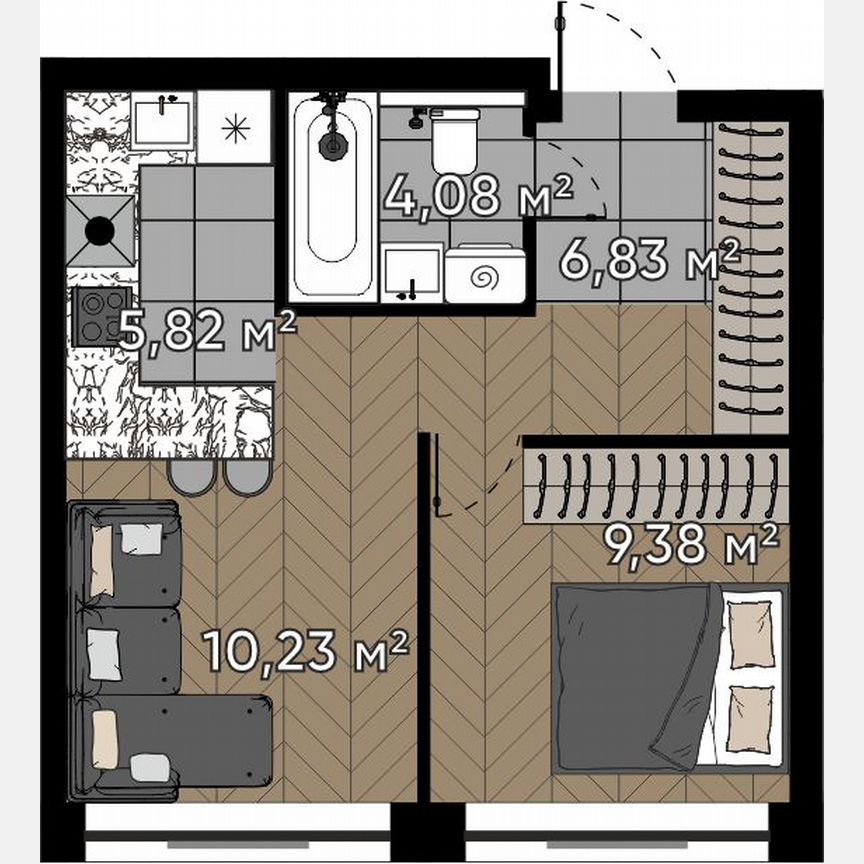 2-к. квартира, 36,3 м², 14/16 эт.