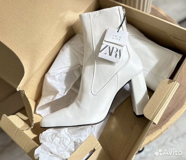 Ботильоны zara натуральная кожа 37