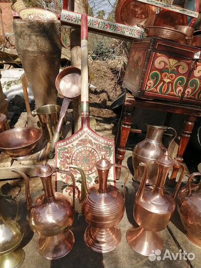 Медный кувшин старинный, медная посуда