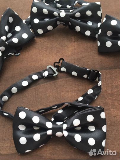 Новая детская Бабочка черная в белый горох