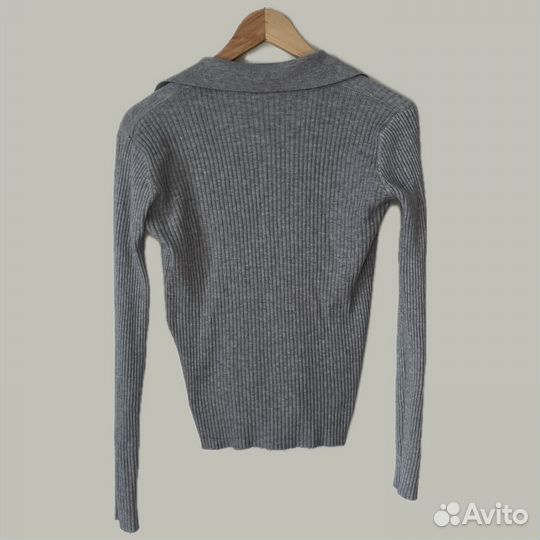 Кофта женская теплая с воротником в рубчик