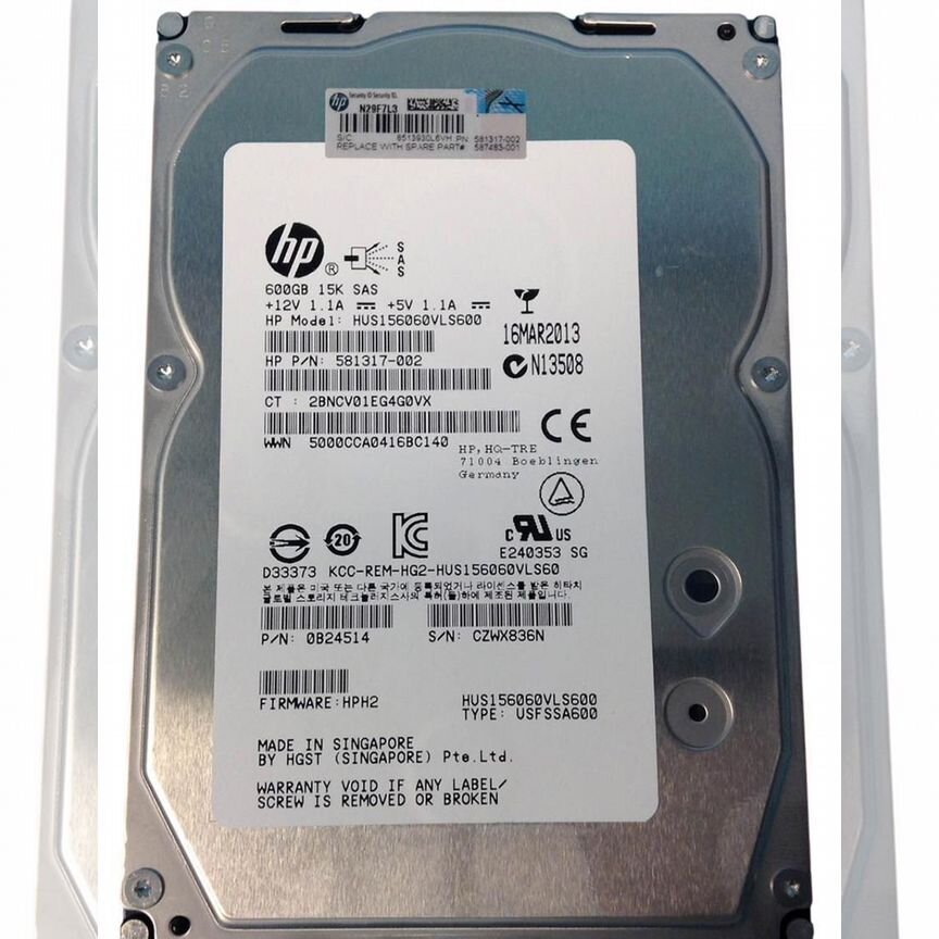 [623391-001] Жесткий Диск Hp Vm647aa 600gb Sas 3,5" Hdd 623391-001