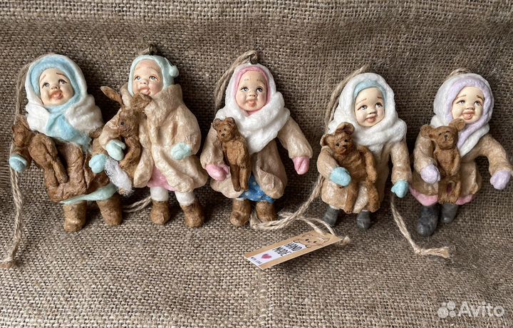 Ватные игрушки на елку под ретро, ручная работа