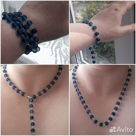 Ожерелье-колье из бусин и браслет,трансформер