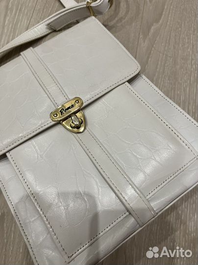 Сумка кожаная, цвет белый, молочный