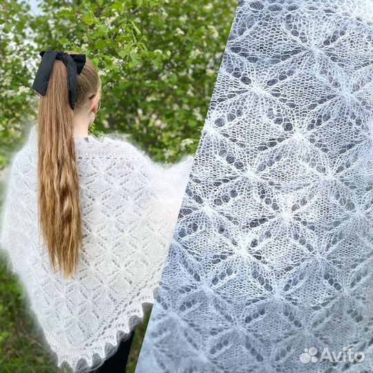 Пуховые белые косынки