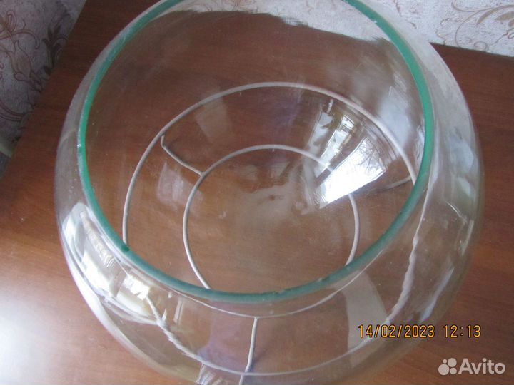 Аквариум 20 л круглый стеклянный с подставкой