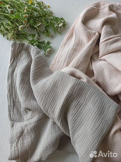 Детский муслиновый плед однотонный