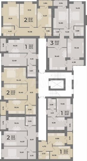 2-к. квартира, 63,2 м², 3/10 эт.