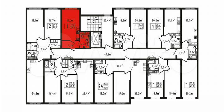 Квартира-студия, 27,7 м², 8/9 эт.
