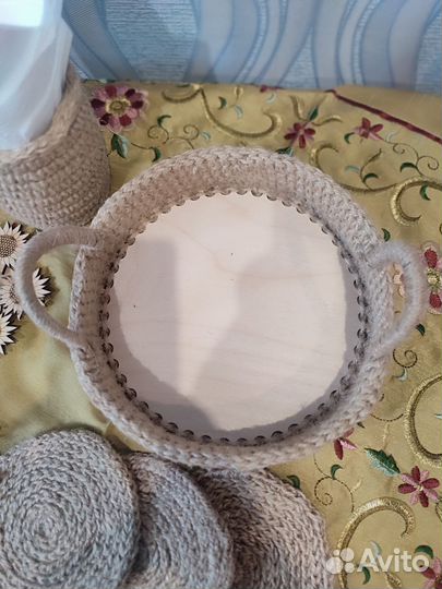 Крафтовый набор(поднос+салфетница)