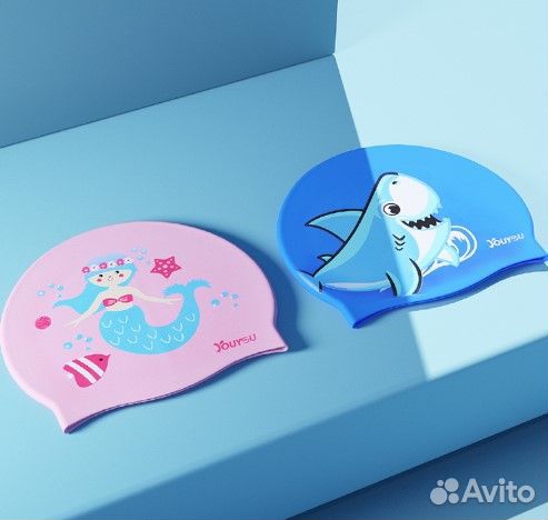 Шапочка для плавания с очками детская - Акула