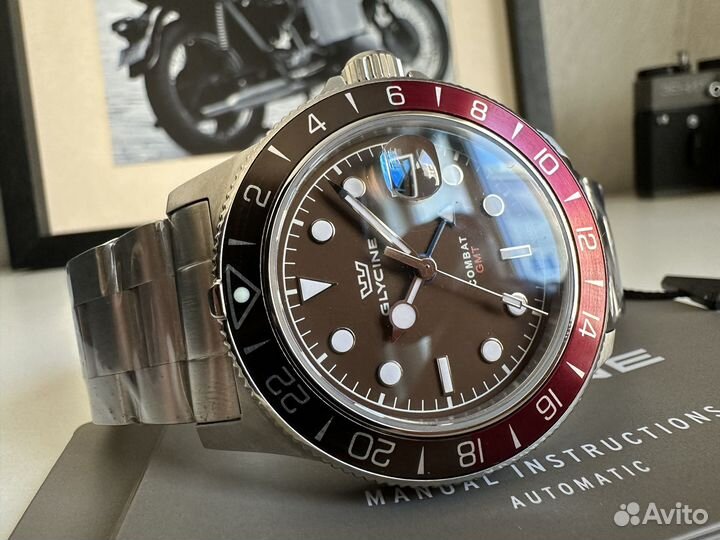 Glycine GL1053 Combat GMT 42mm. Дайверские часы