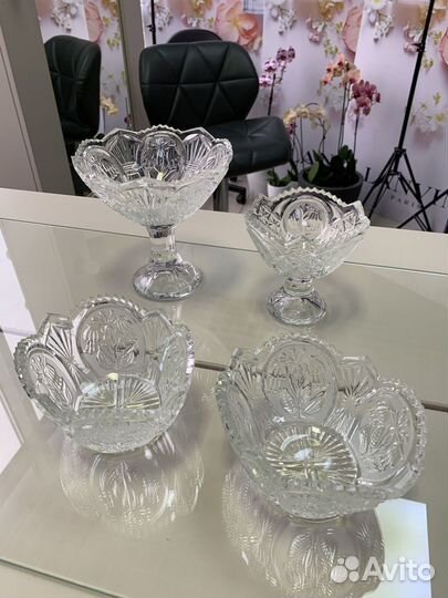 Посуда СССР хрусталь, цветное стекло, винтаж вазы