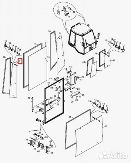 Стекло правое заднее боковое малое Hidromek