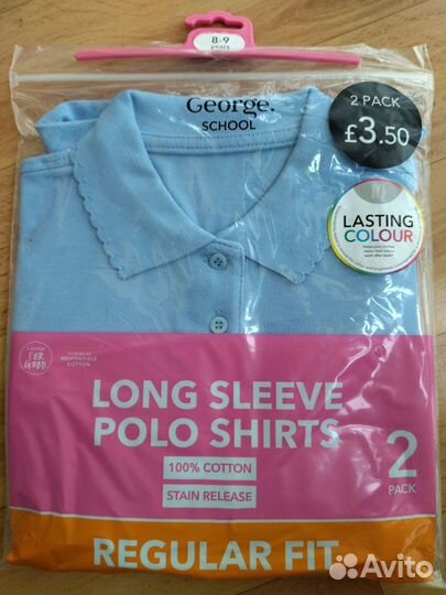 Поло George с длинным рукавом на 8-9 лет 100хб
