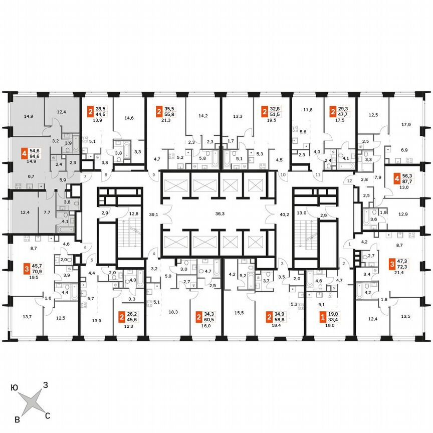 3-к. квартира, 94,6 м², 48/60 эт.