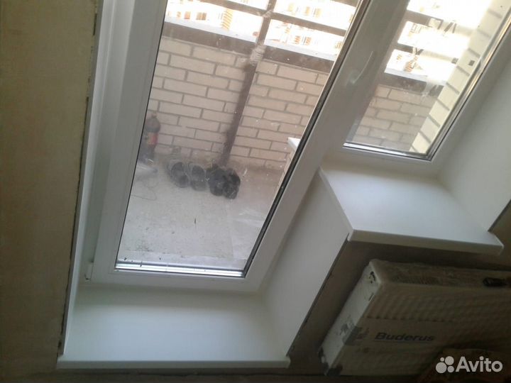 Откосы на окна установк-подоконников.Отделка окон