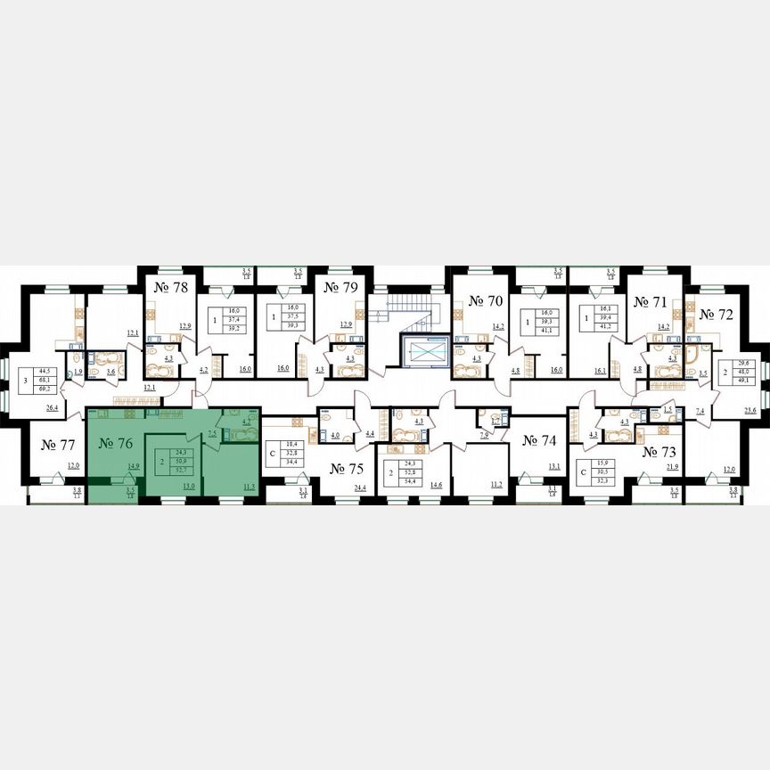 2-к. квартира, 52,7 м², 8/8 эт.