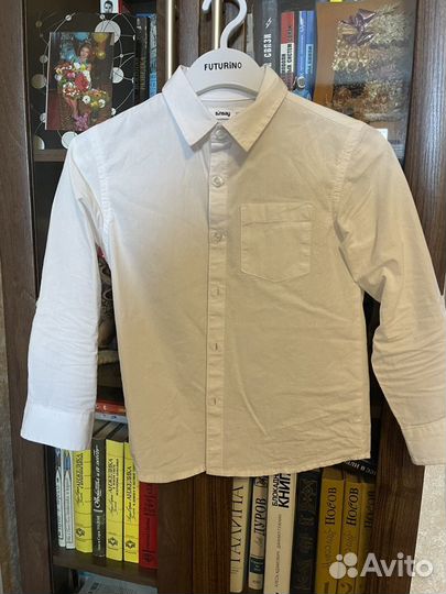 Рубашка белая для мальчика 122 длинный рукав