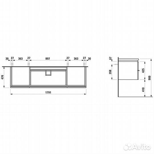 Laufen Living Square Тумба 4.0136.1.075.999.1