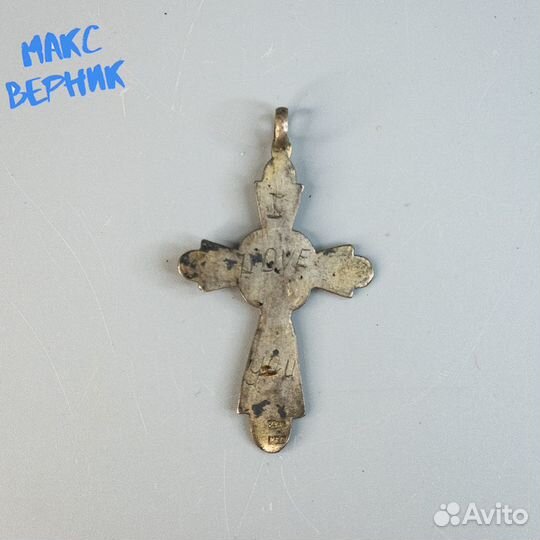 Старинный серебряный крестик 84 проба с эмалью