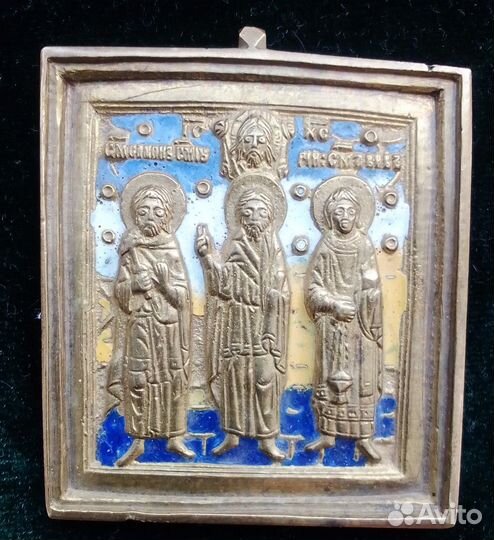 Икона Гурий, Самон и Авив, избранные святые 4 эмал