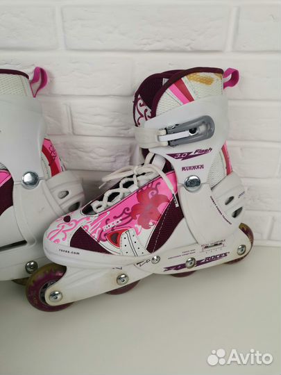 Ролики детские/женские Roces розовые/белые 36-40