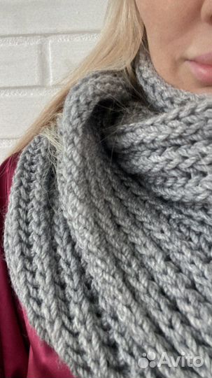 Снуд вязаный серый новый