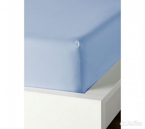 Простынь GoodNight Сатин 180х200х20 Голубой на рез