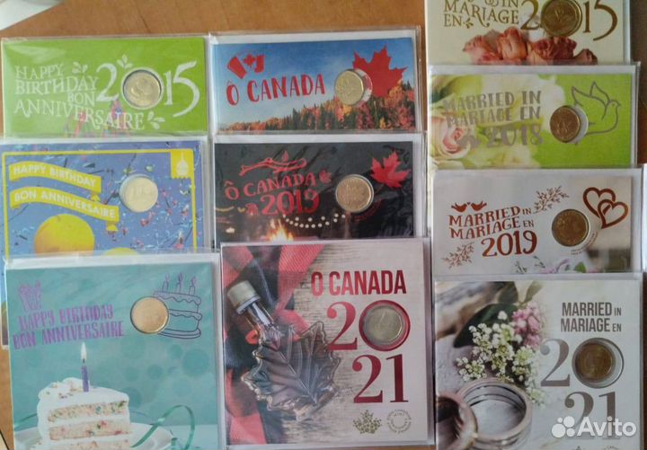Канада. Годовые наборы с монетой один доллар
